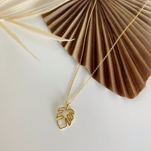 Monstera Outline Necklace
