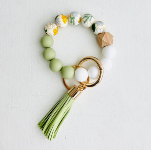 Keychain Wristlet - Green Floral