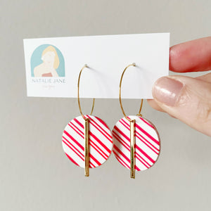 Peppermint Circle with Gold Bar Hoop
