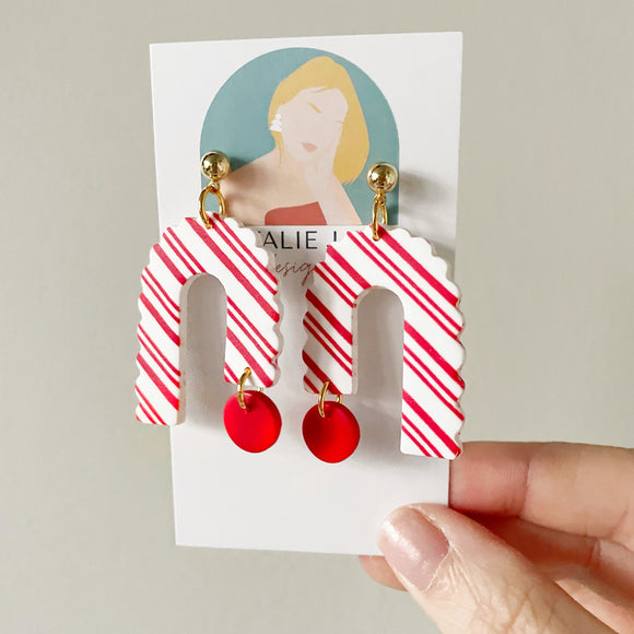 Candy Cane with Red Circle Dangle